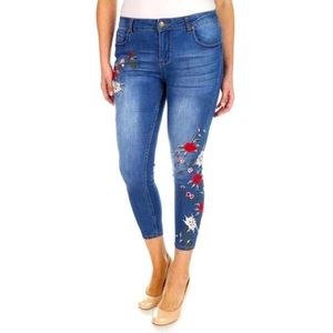 Sandpiper Embroidered Floral Skinny Jeans